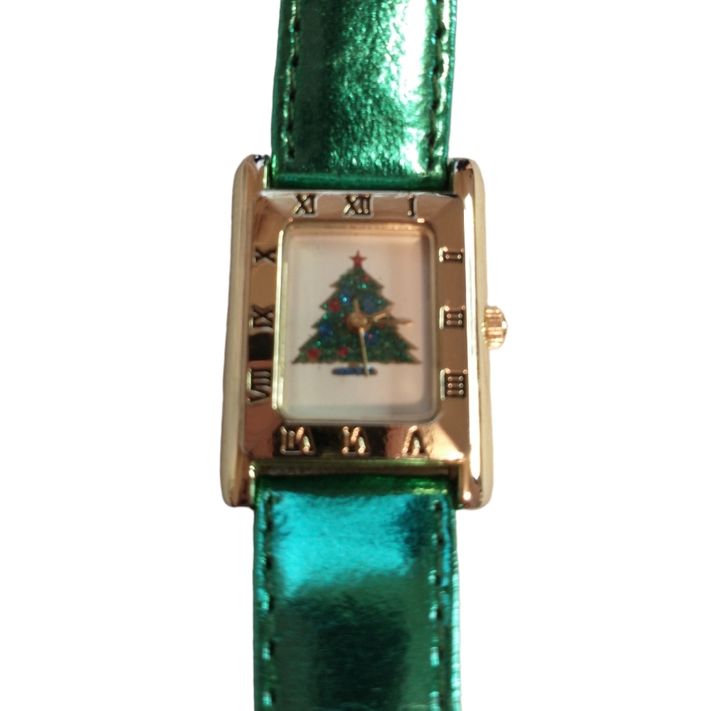 Christmas tree watch. Green band